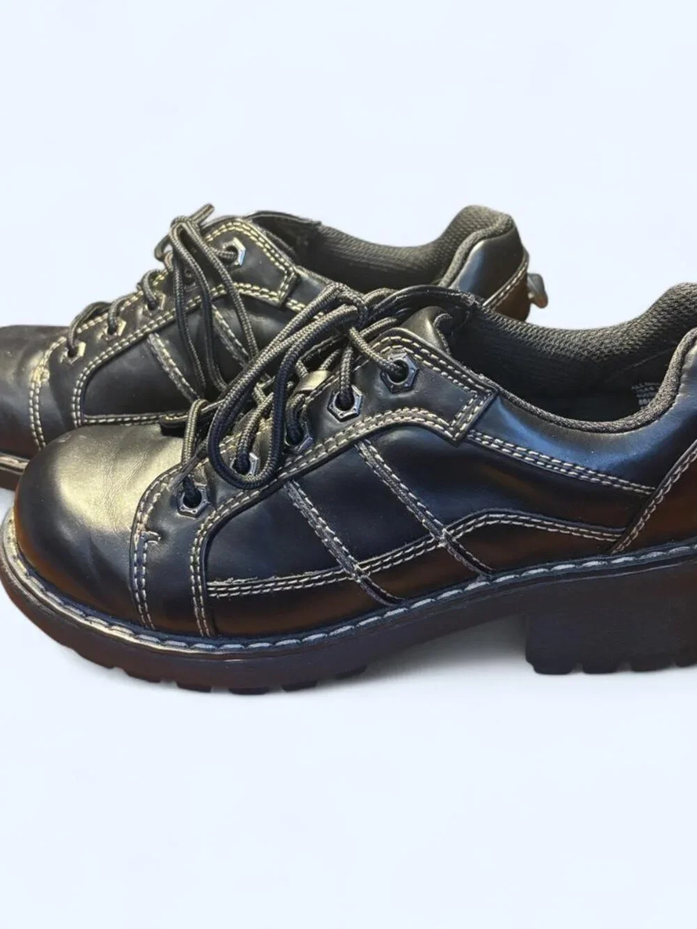 Vintage Y2K Route 66 Chunky Platform Shoes Sz 6 Black Dark Academia Original Box